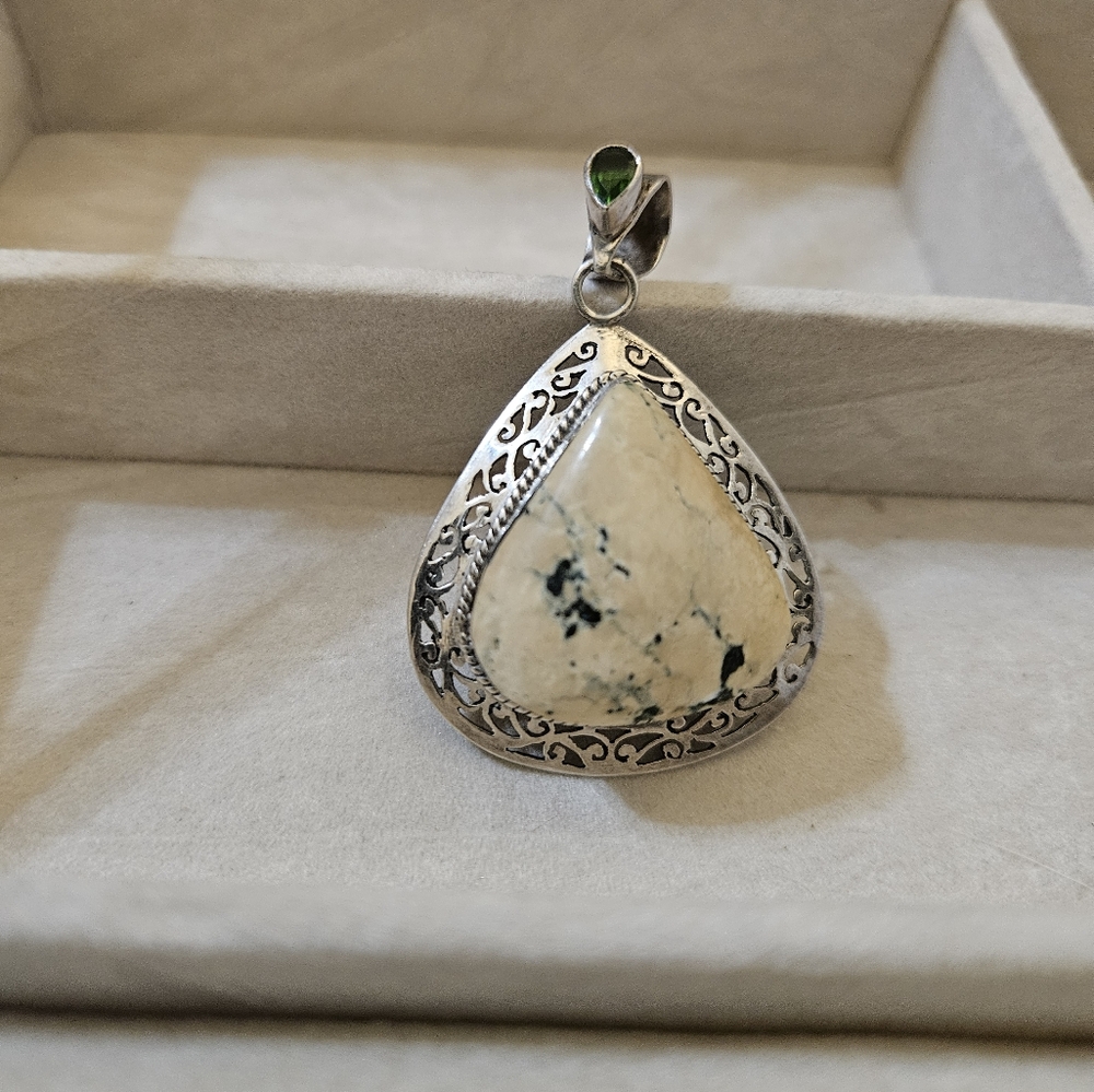 Sterling Pendant with 2 Different Stones